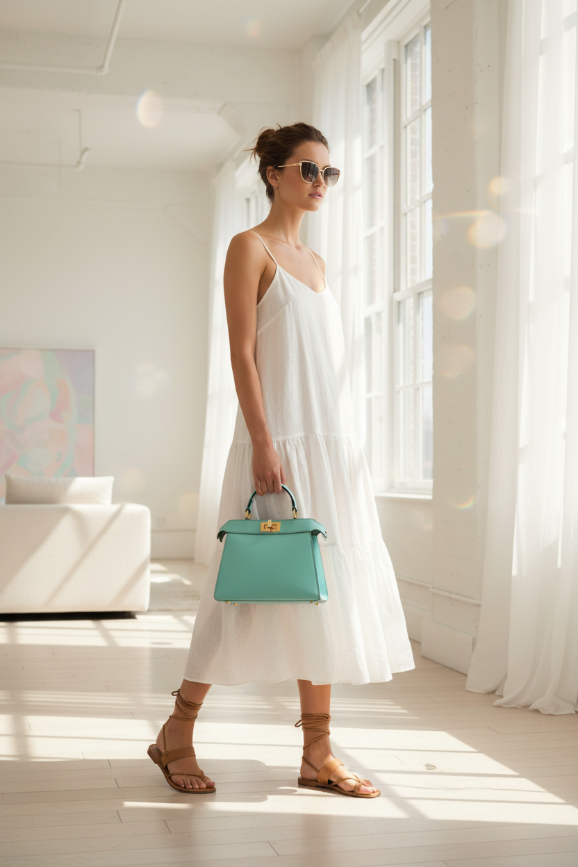 Fendi Small Peekabo Tiffany Blue Handbag