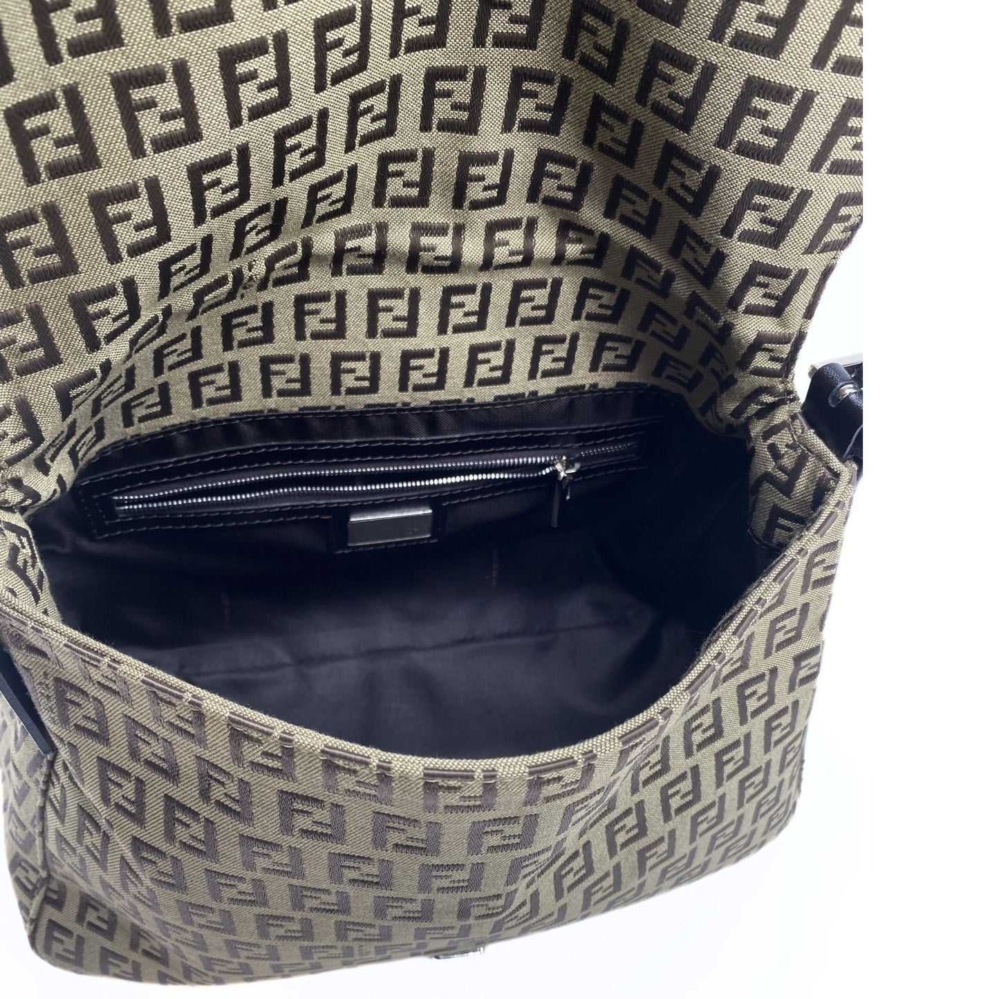 Fendi Zucca Canvas Mama Baguette Shoulder Bag.