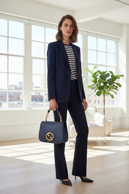 Gucci Navy Blondie Interlocking Shoulder Bag