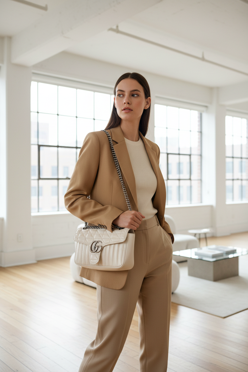 Gucci Bone GG Marmont Shoulder Bag