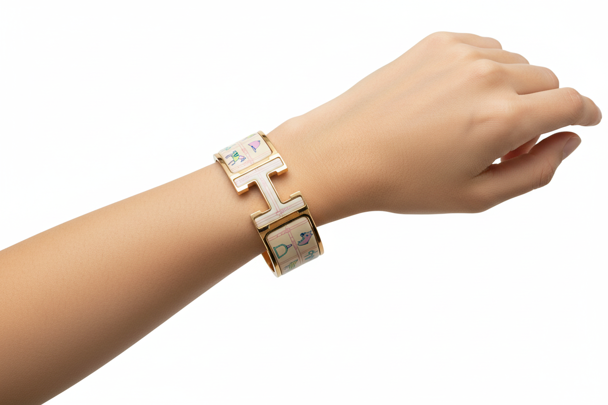 Hermés Clic H Wide Enamel Bangle