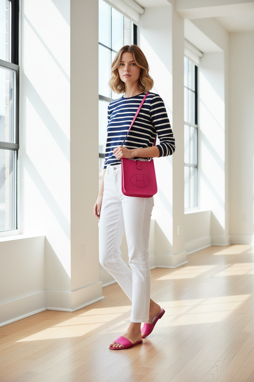 Hermes Evelyne TPM Rose Mexico Palladium Hardware