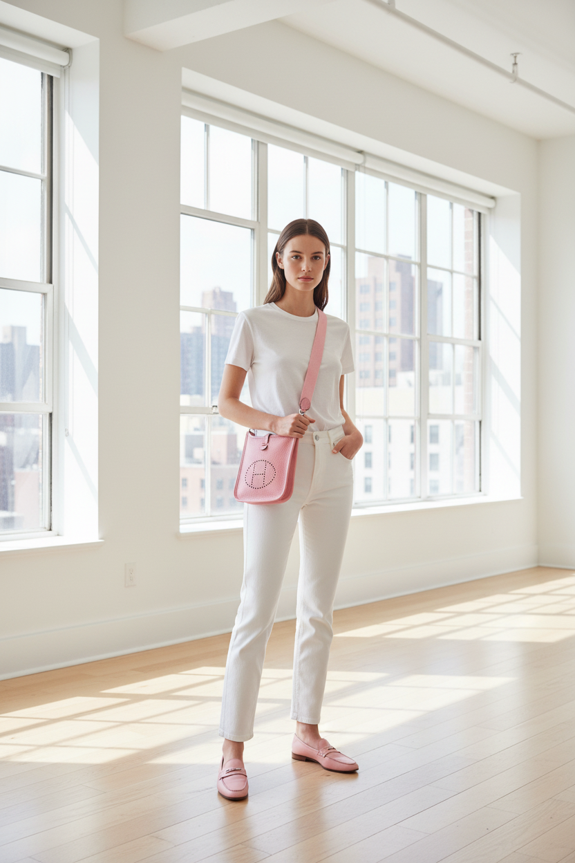 Hermès Rose Sakura Evelyne Crossbody Tres Petit Modele