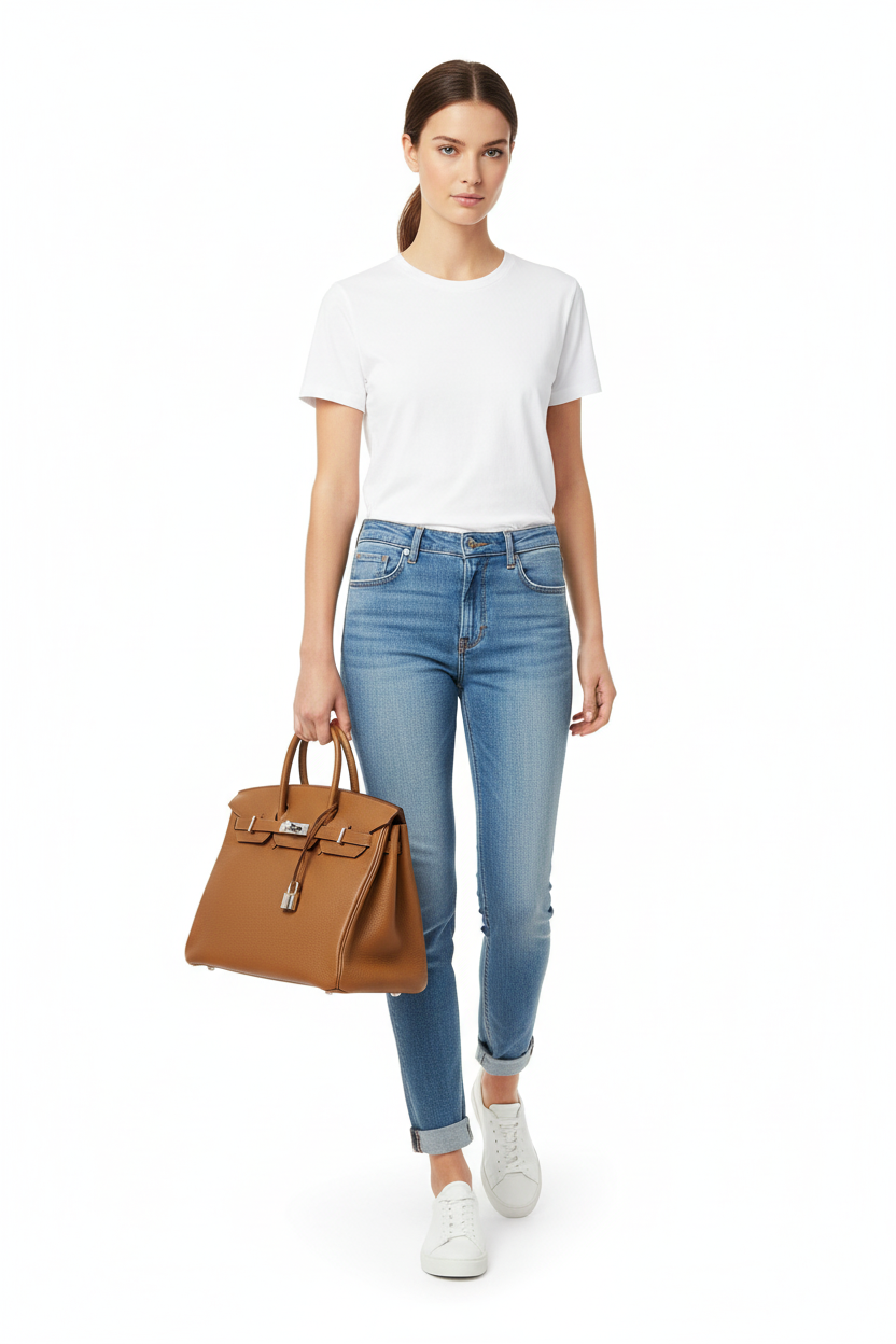 Hermes Birkin 35 Alezan on model