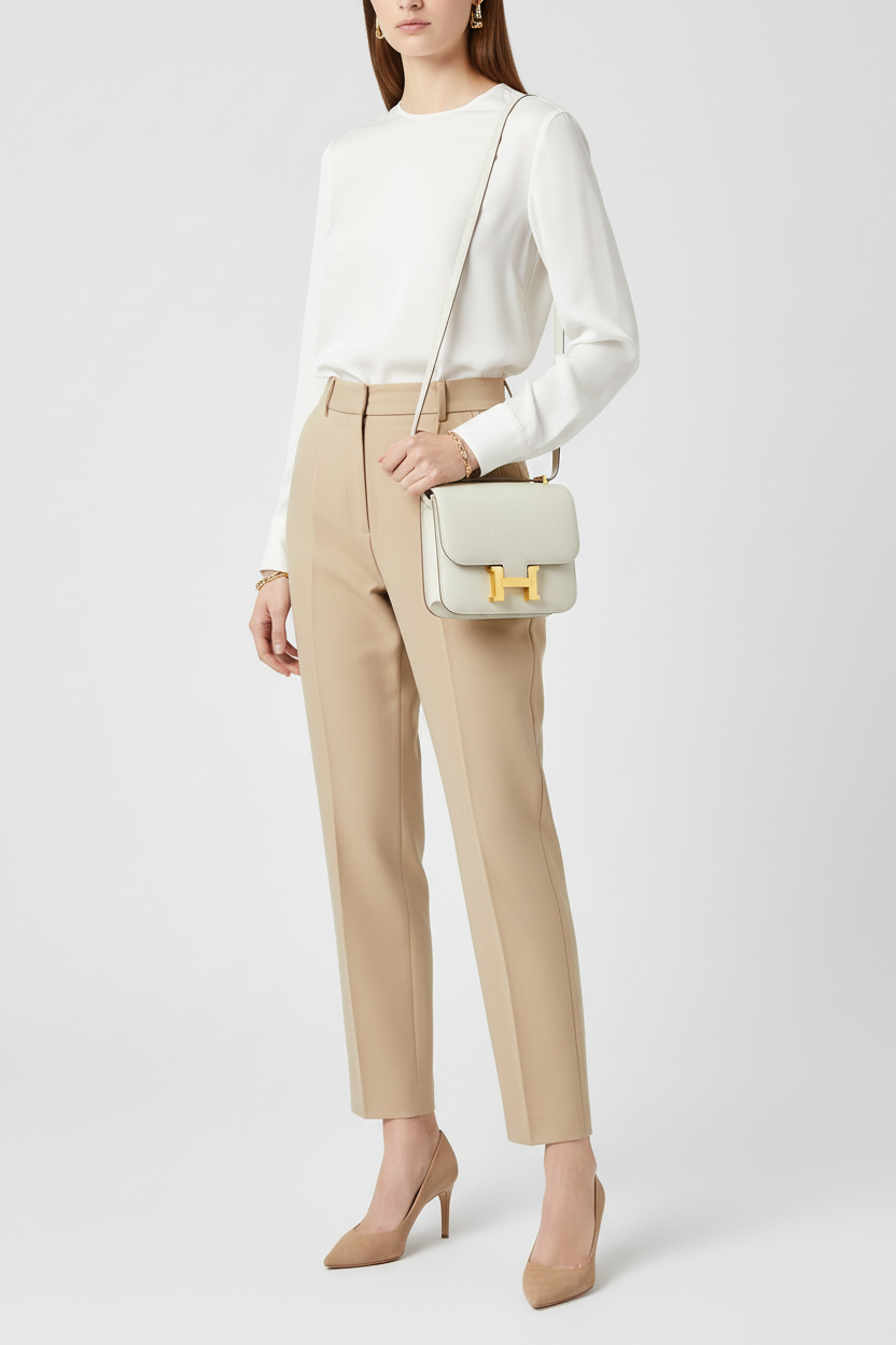 Hermes Constance 18 Craie Crossbody