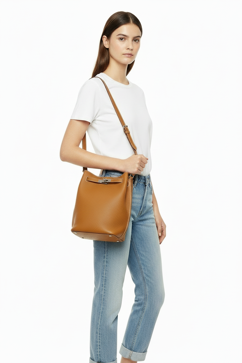 Hermes So Kelly 22 Gold on model - shorter and smaller