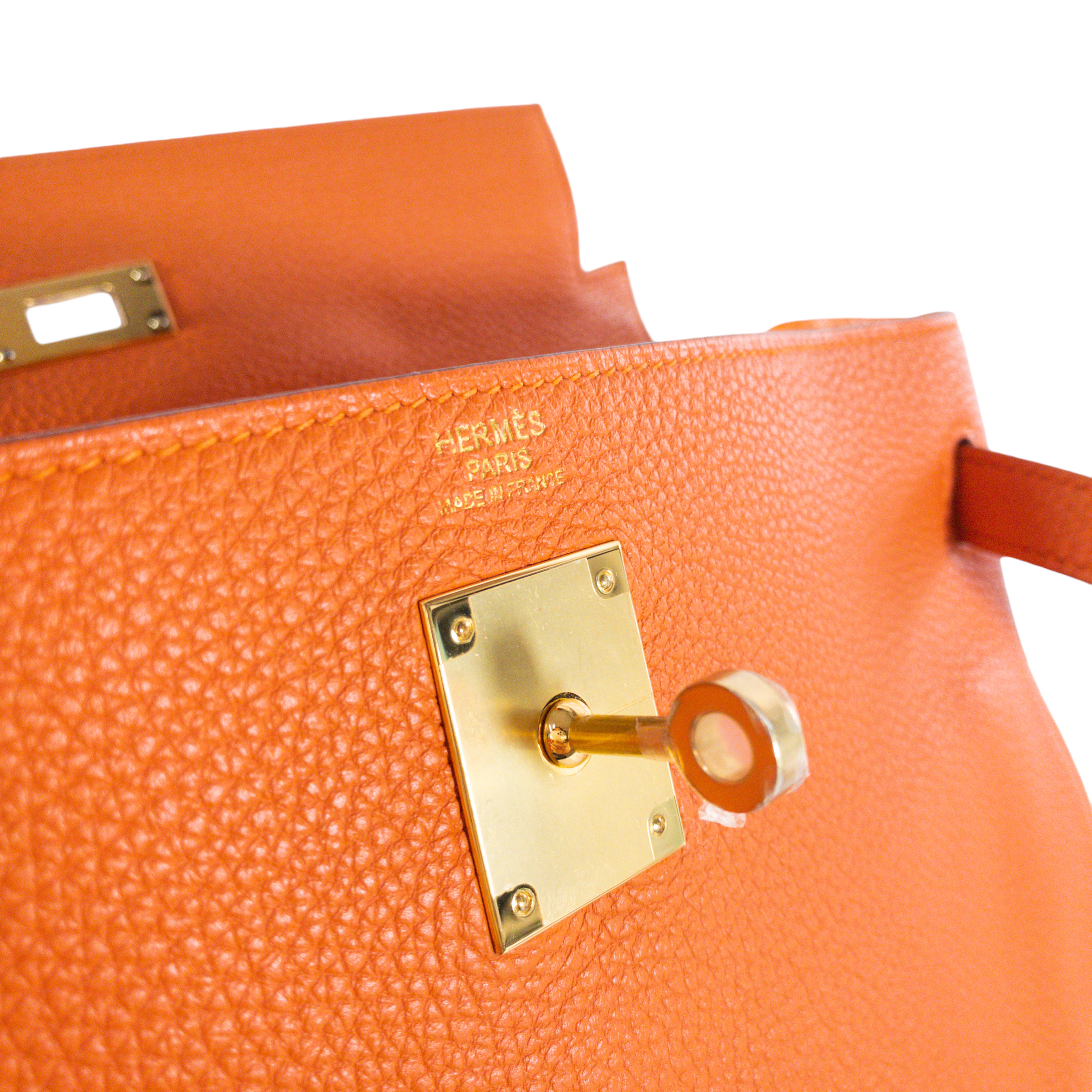 Hermes Orange Togo Kelly 32 GHW