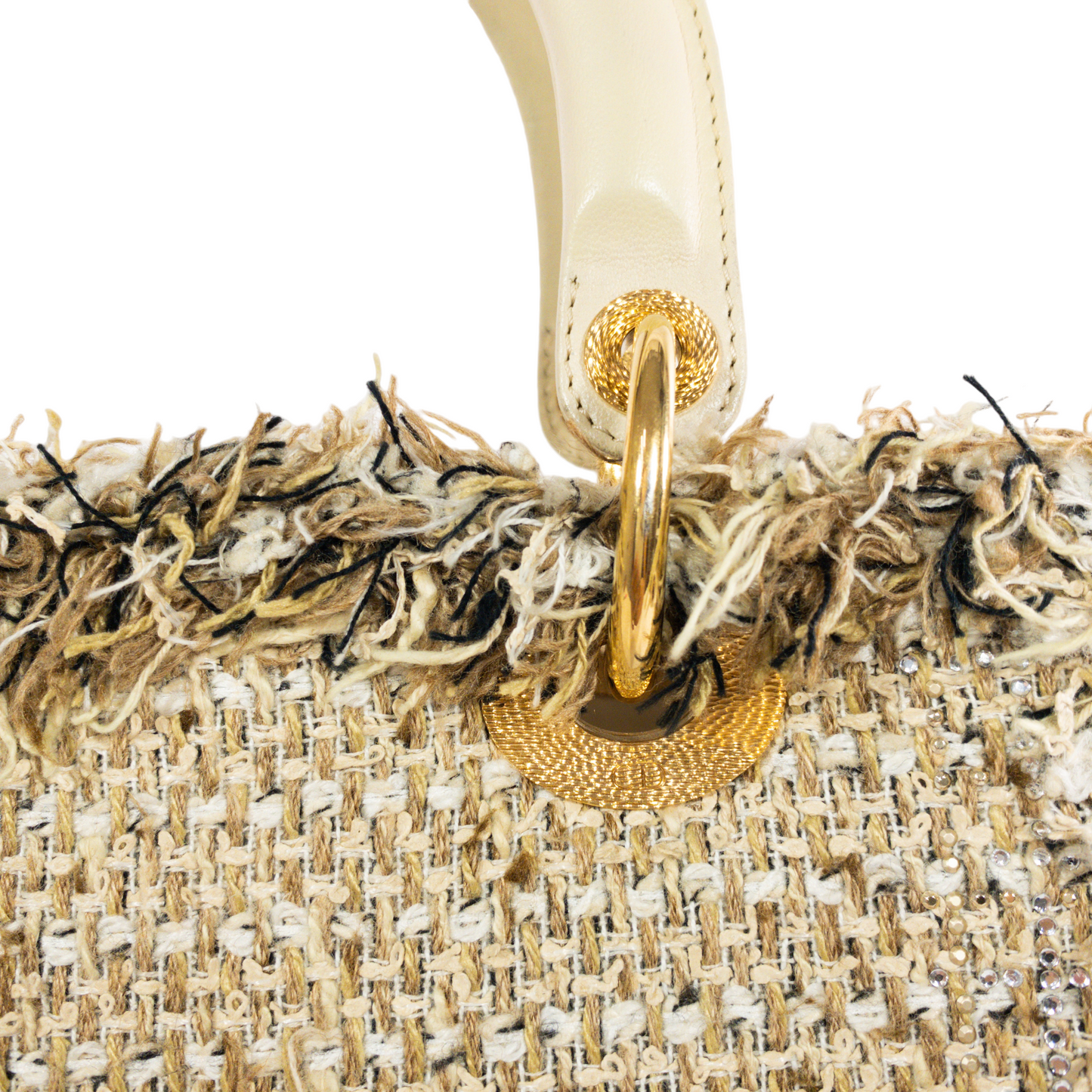 Dior Taupe Tweed Medium Lady Dior w Crystals