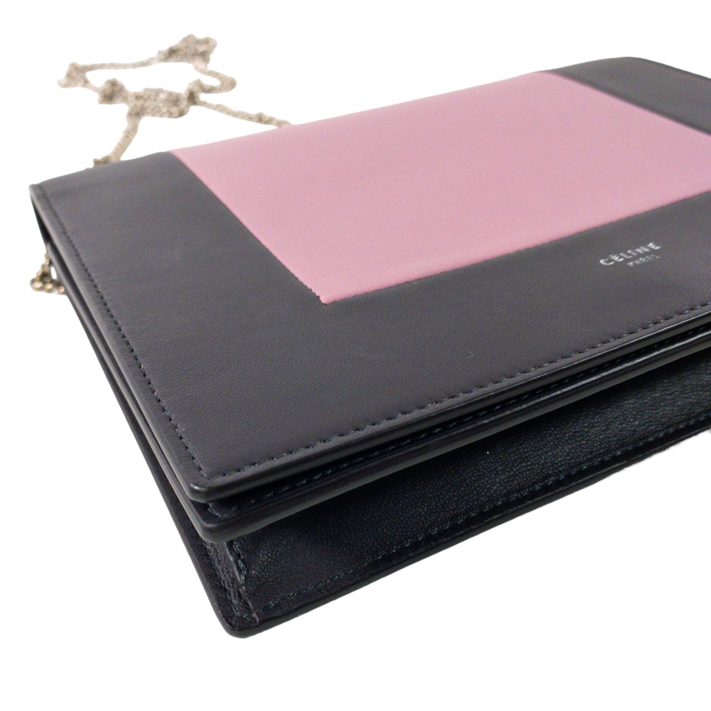 Celine Pink Gray Frame Chain Wallet