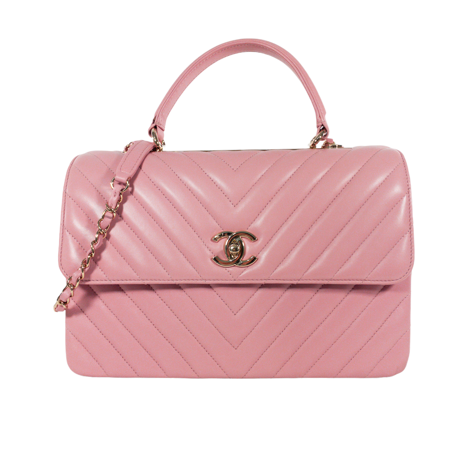 シャネル　ピンク　lovelover Chanel Pink Chevron Large Trendy GHW – Consign of the Times ™