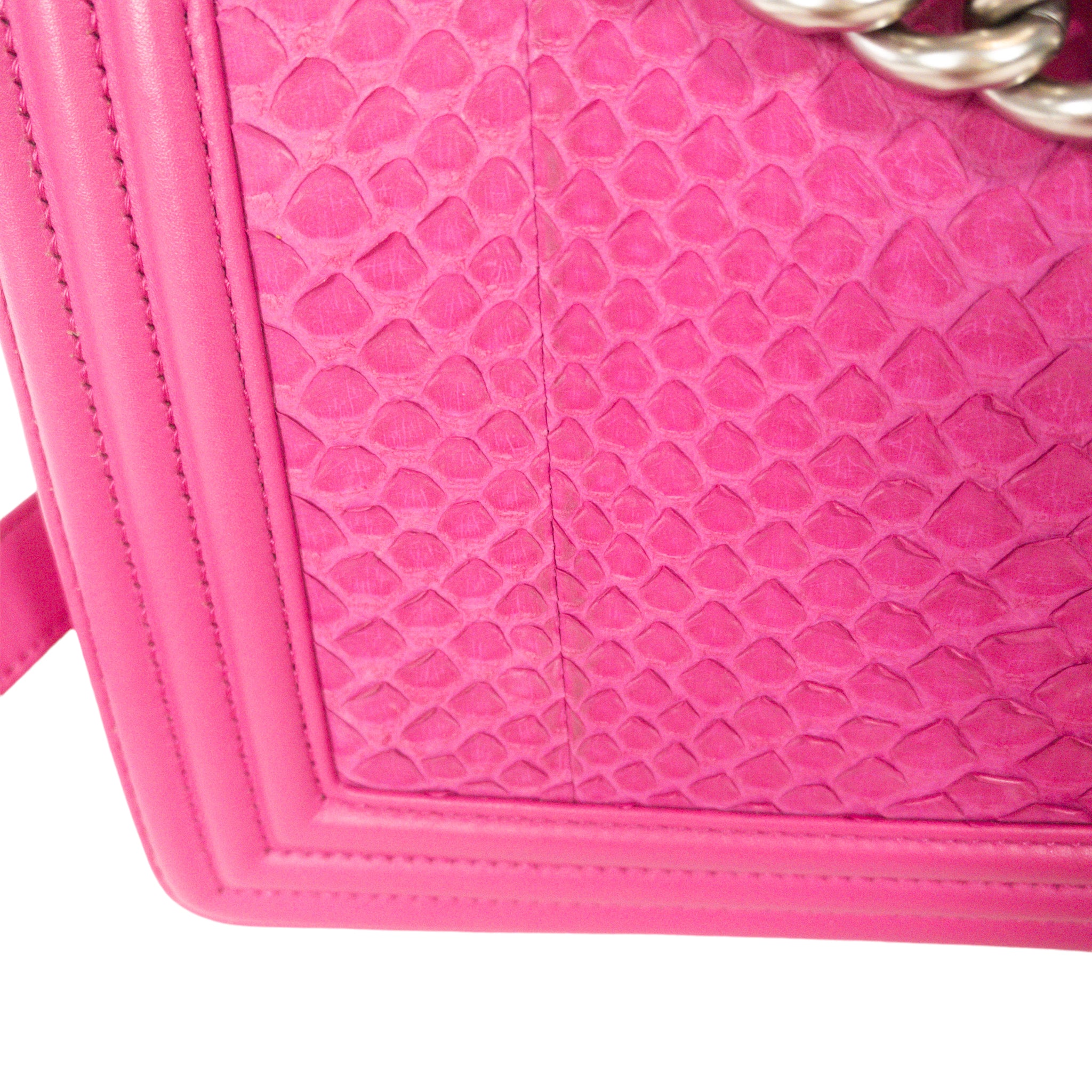 Chanel Pink Python Large Boy Bag SHW