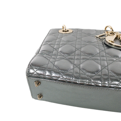 Dior Silver Metallic Small Lady Dior GHW