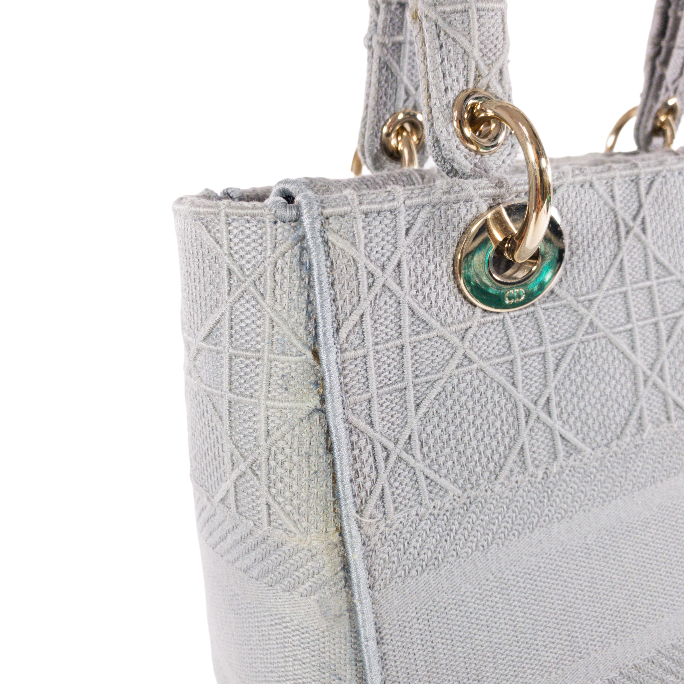 Dior Gray Embroidered Canvas Lady D-Lite