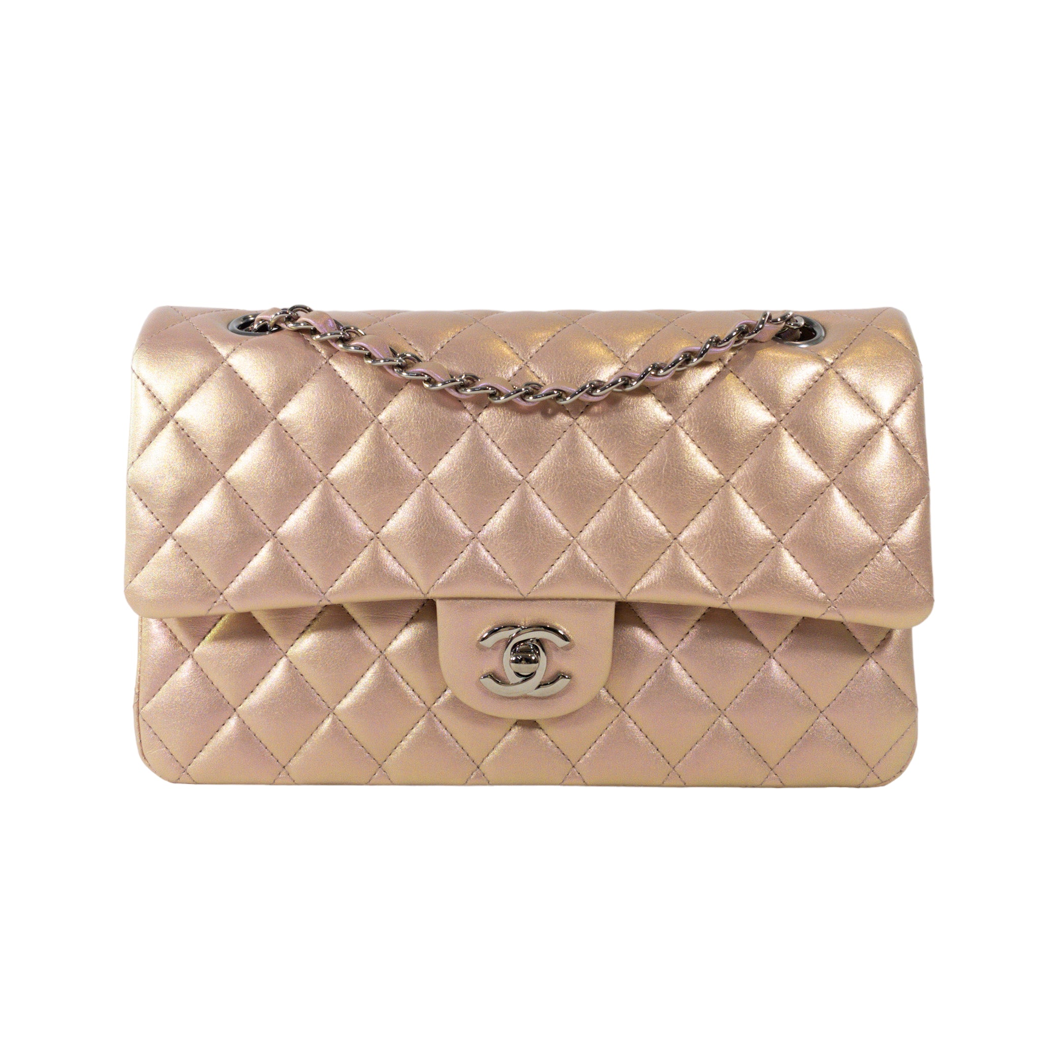 Chanel Pink Iridescent Medium Flap SHW