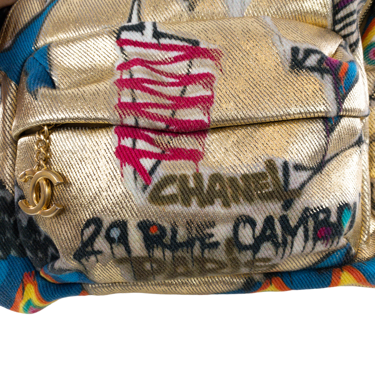 Chanel Gold Graffiti Canvas Backpack