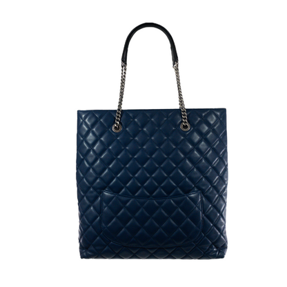 Chanel Navy/Black Quilted Lambskin Shopper Tote RHW