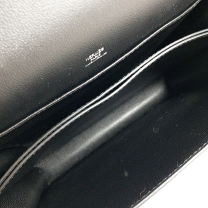 Hermes Black Sac Roulis 23cm PHW