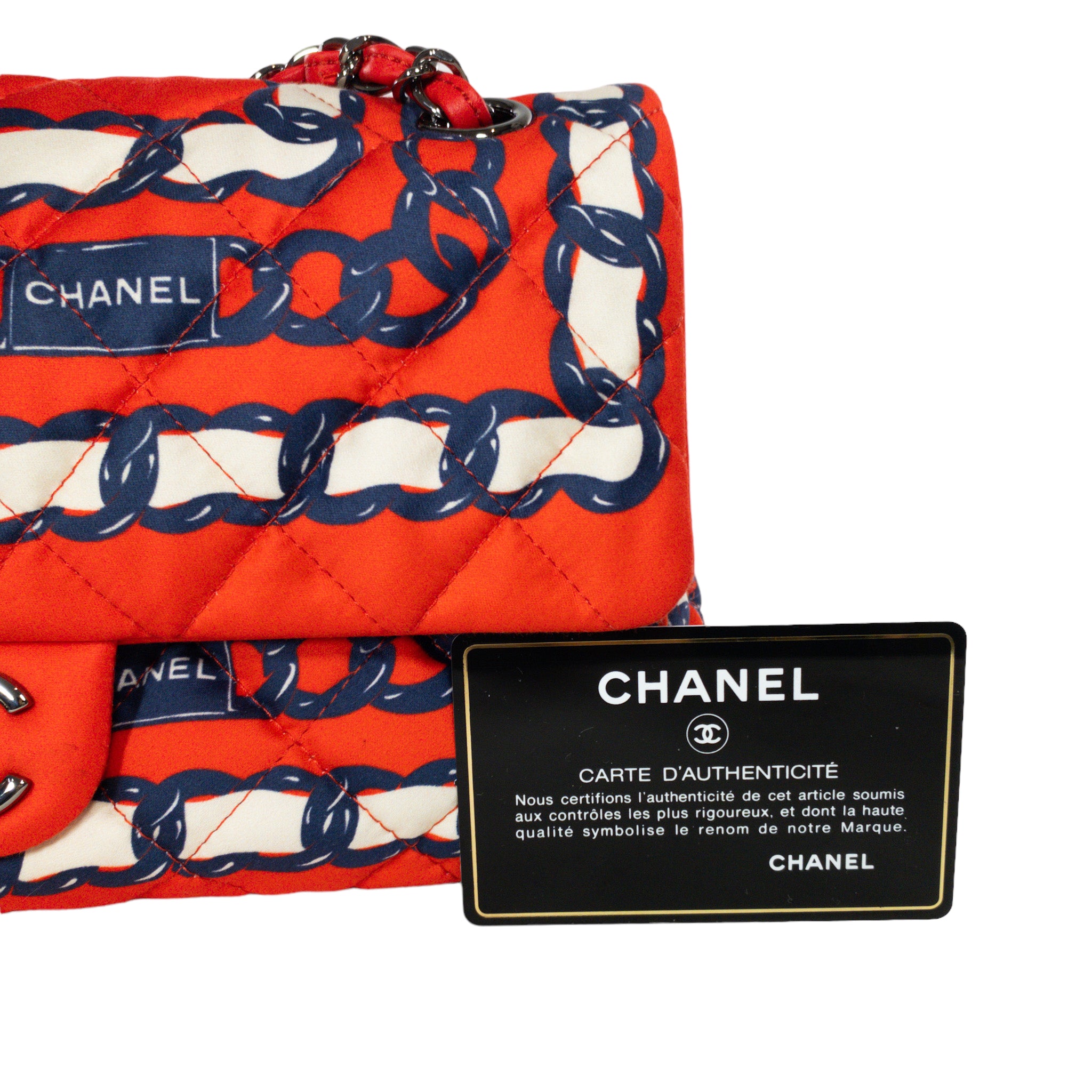 Chanel Printed Silk Medium Single Flap