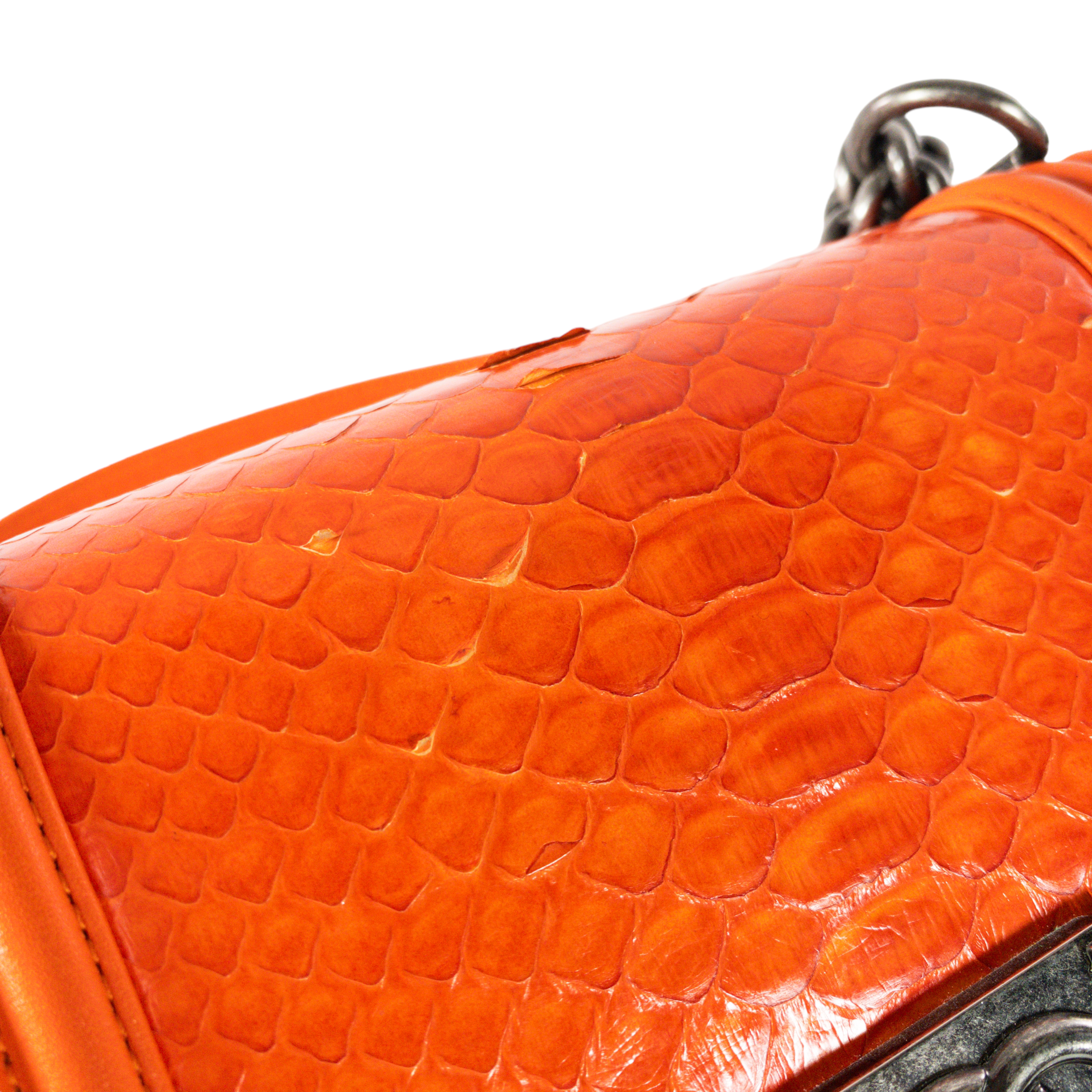 Chanel Small Orange Python Boy Bag RHW