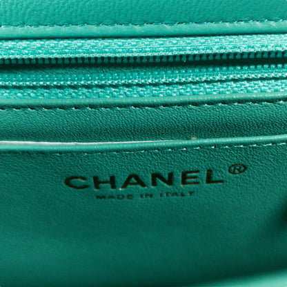 Chanel Teal Lambskin Rectangular Mini Flap GHW