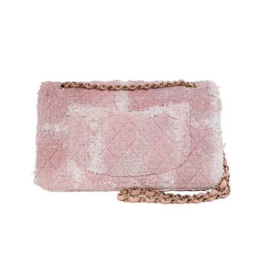 Chanel Pink Tweed Medium Classic Flap GHW