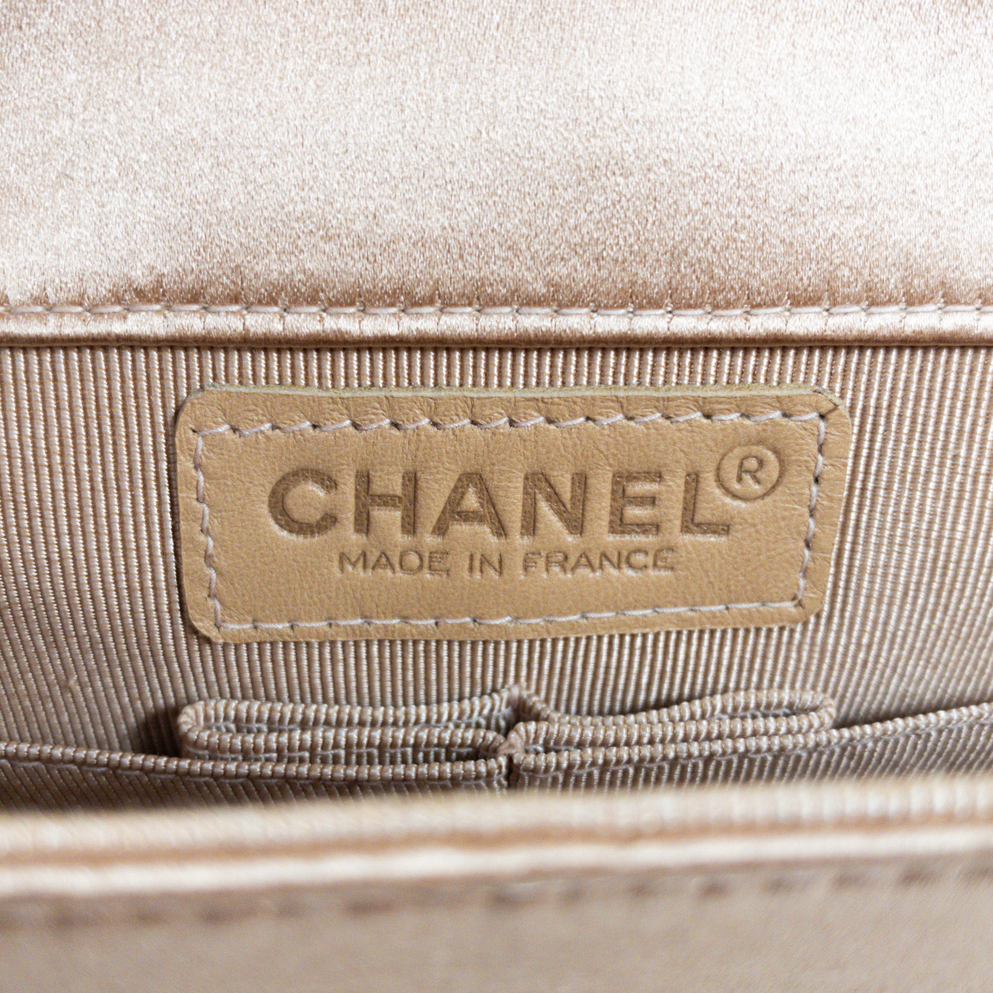 Chanel Nude Satin Crystal Embellished Vintage Flap