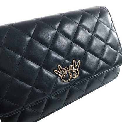 Chanel Black Peace Sign Lambskin WOC