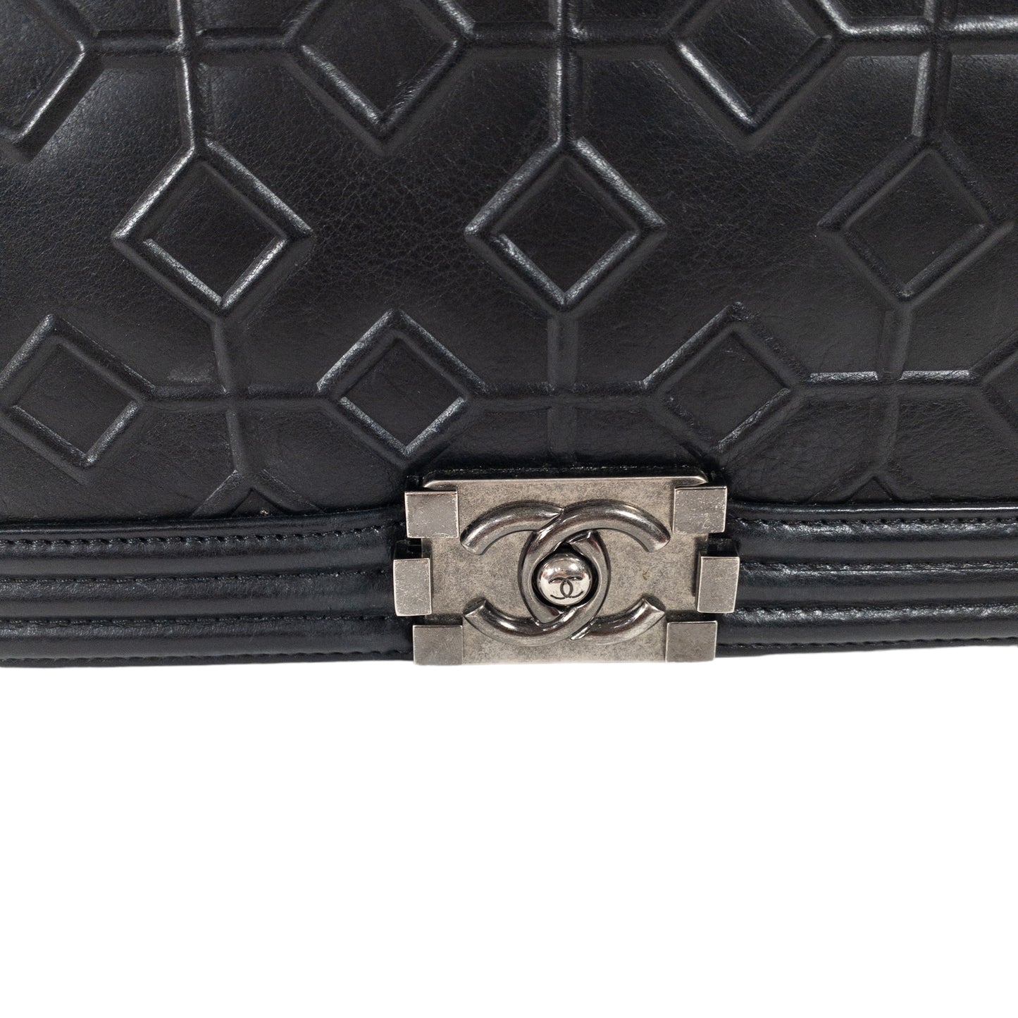 Chanel Black Arabesque Embossed Medium Boy Bag RHW