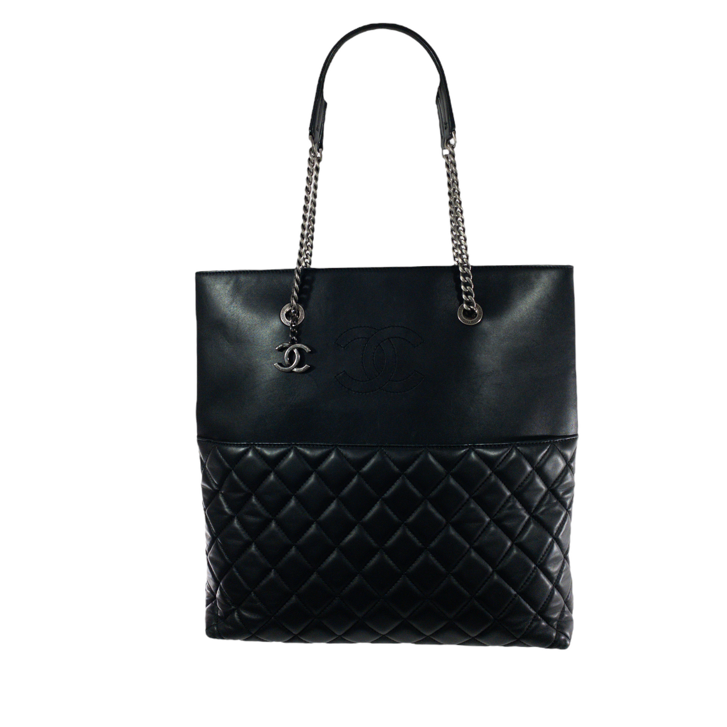 Chanel Navy/Black Quilted Lambskin Shopper Tote RHW