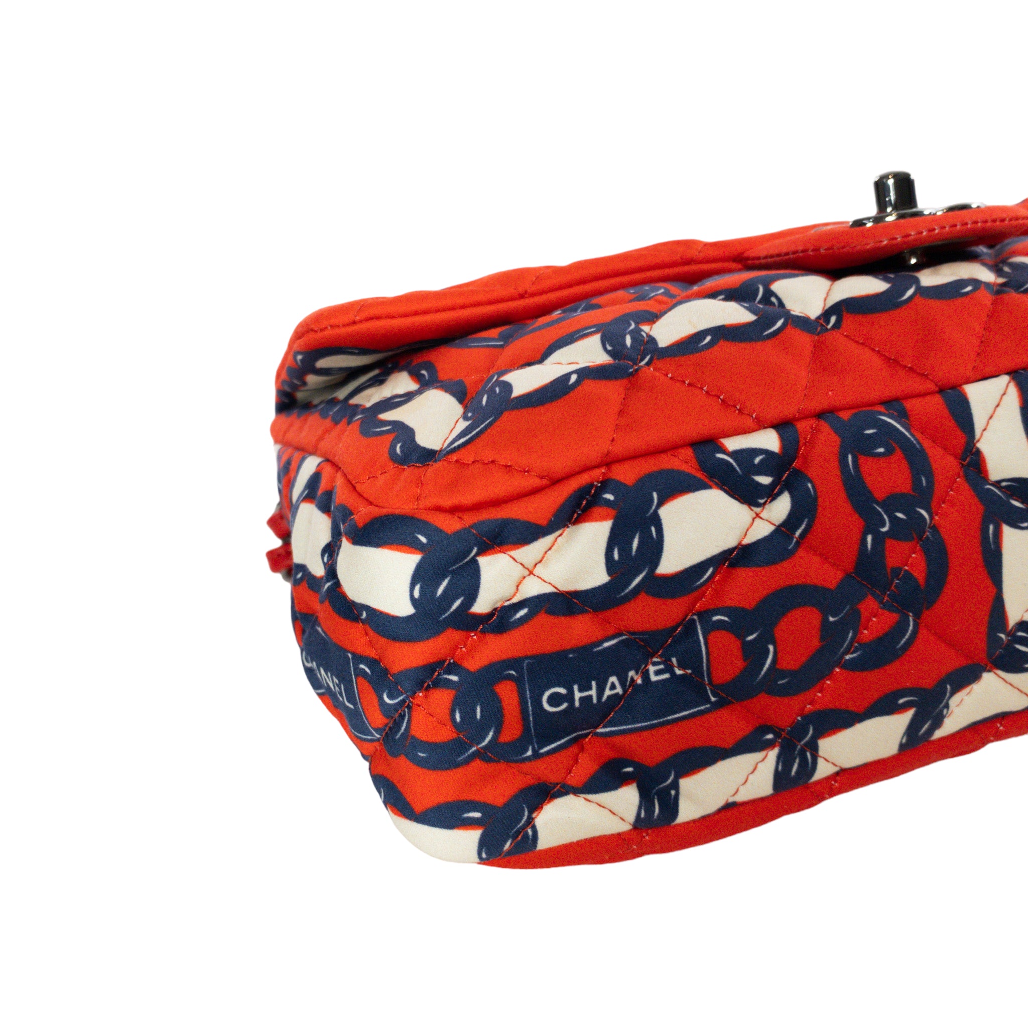 Chanel Printed Silk Medium Single Flap