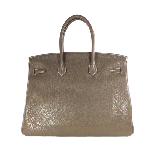 Hermes Etoupe Birkin 35 Clemence  GHW