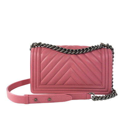 Chanel Pink Chevron Medium Boy RHW