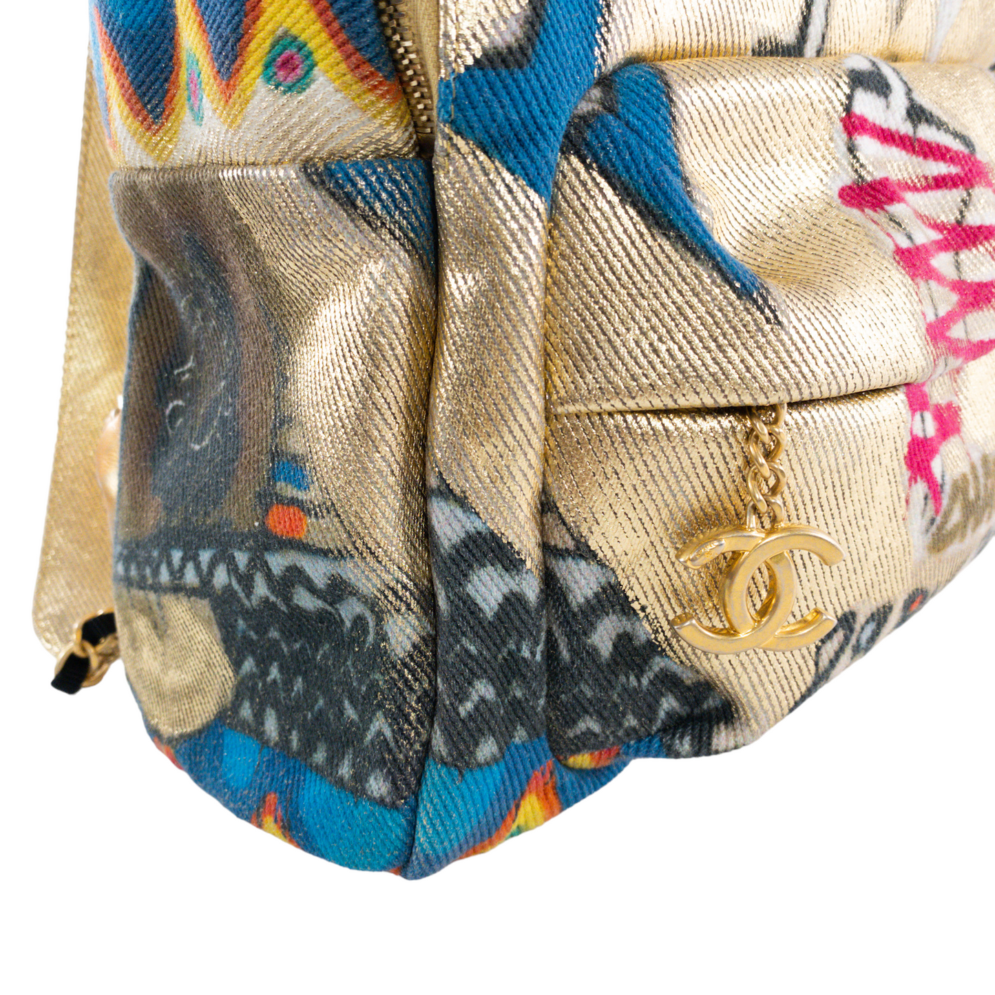 Chanel Gold Graffiti Canvas Backpack
