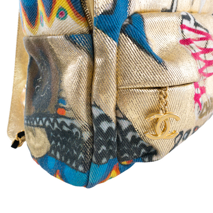 Chanel Gold Graffiti Canvas Backpack