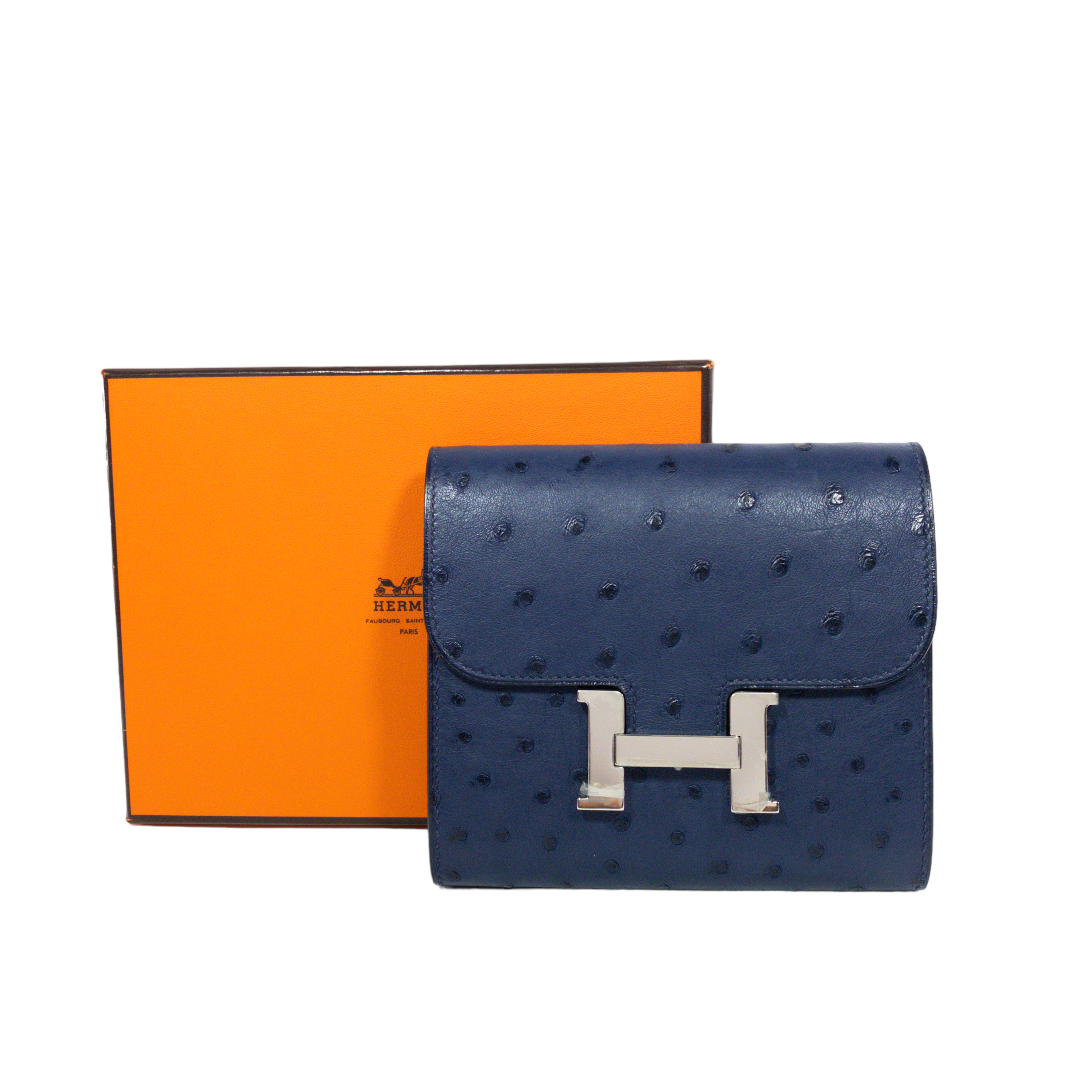 Hermes Blue de Malte Ostrich Constance Wallet