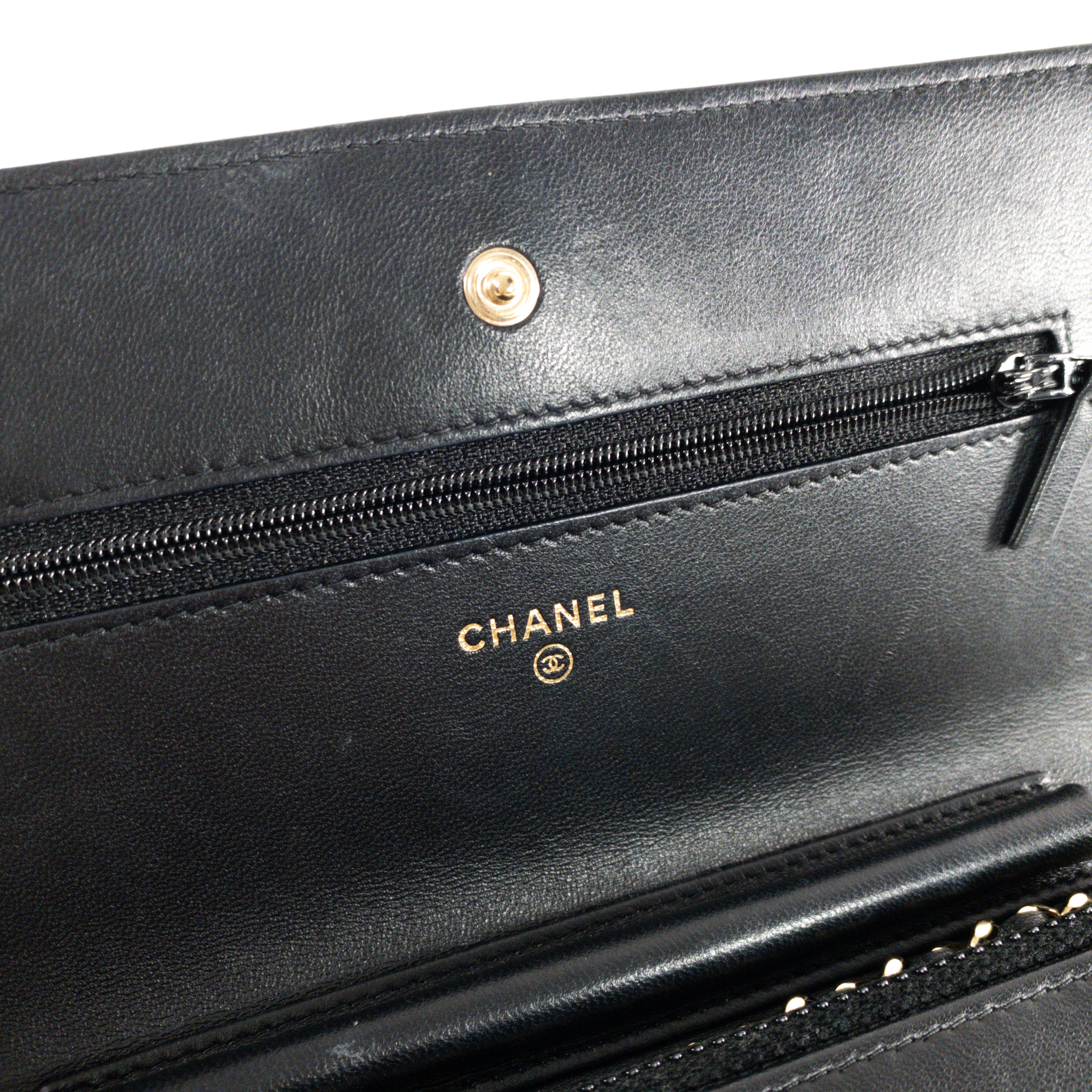 Chanel Black Peace Sign Lambskin WOC