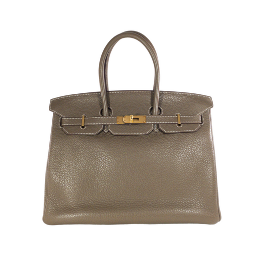 Hermes Etoupe Birkin 35 Clemence  GHW