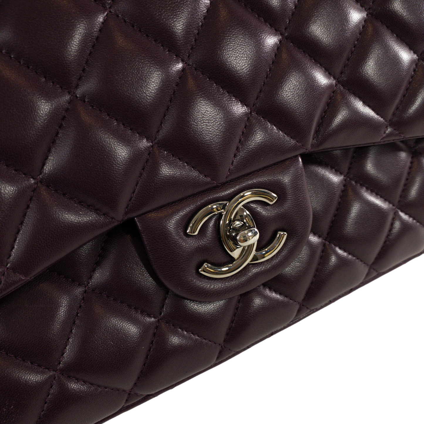 Chanel Plum Lambskin Maxi SHW