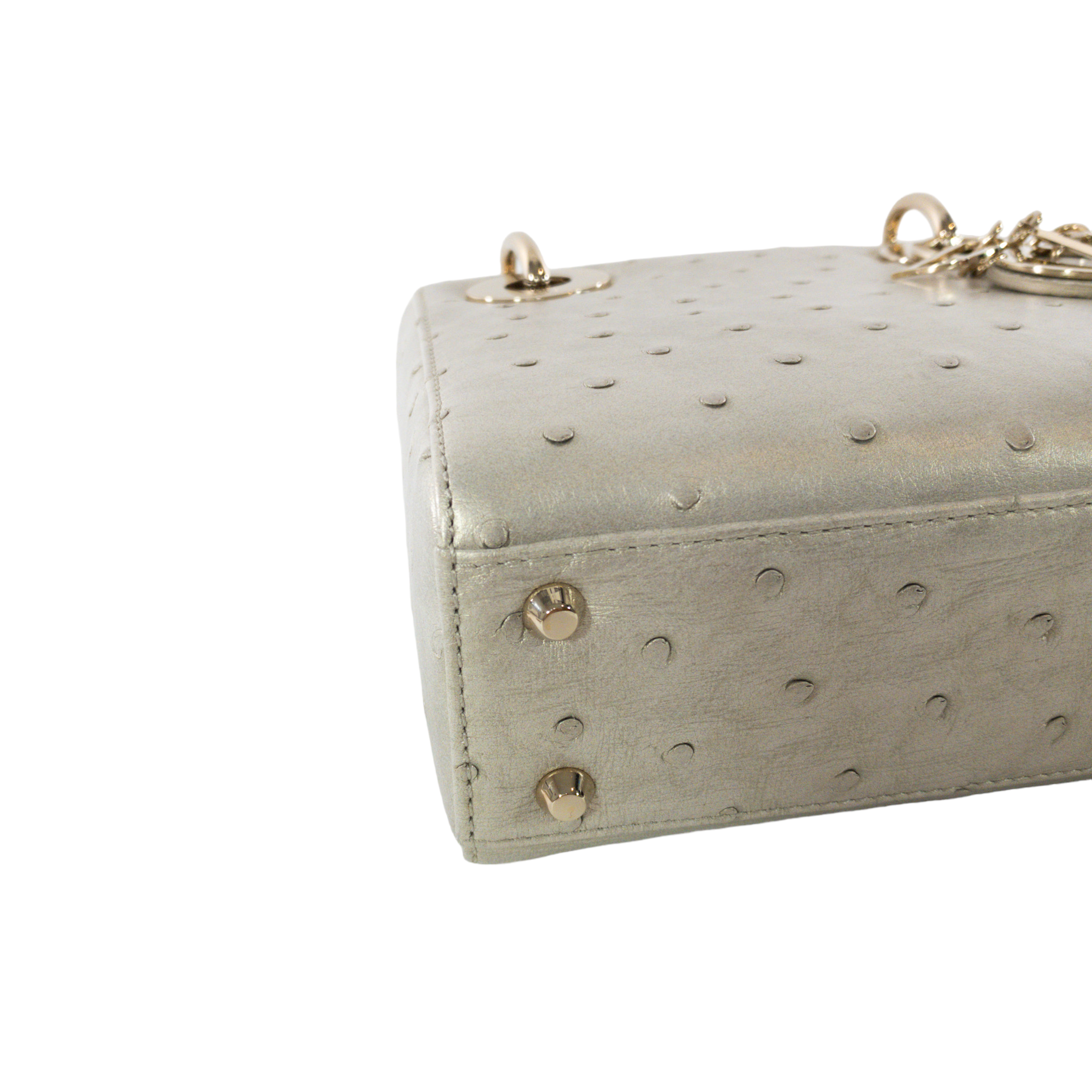Dior Champagne Ostrich Mini Lady Dior GHW Consign of the Times