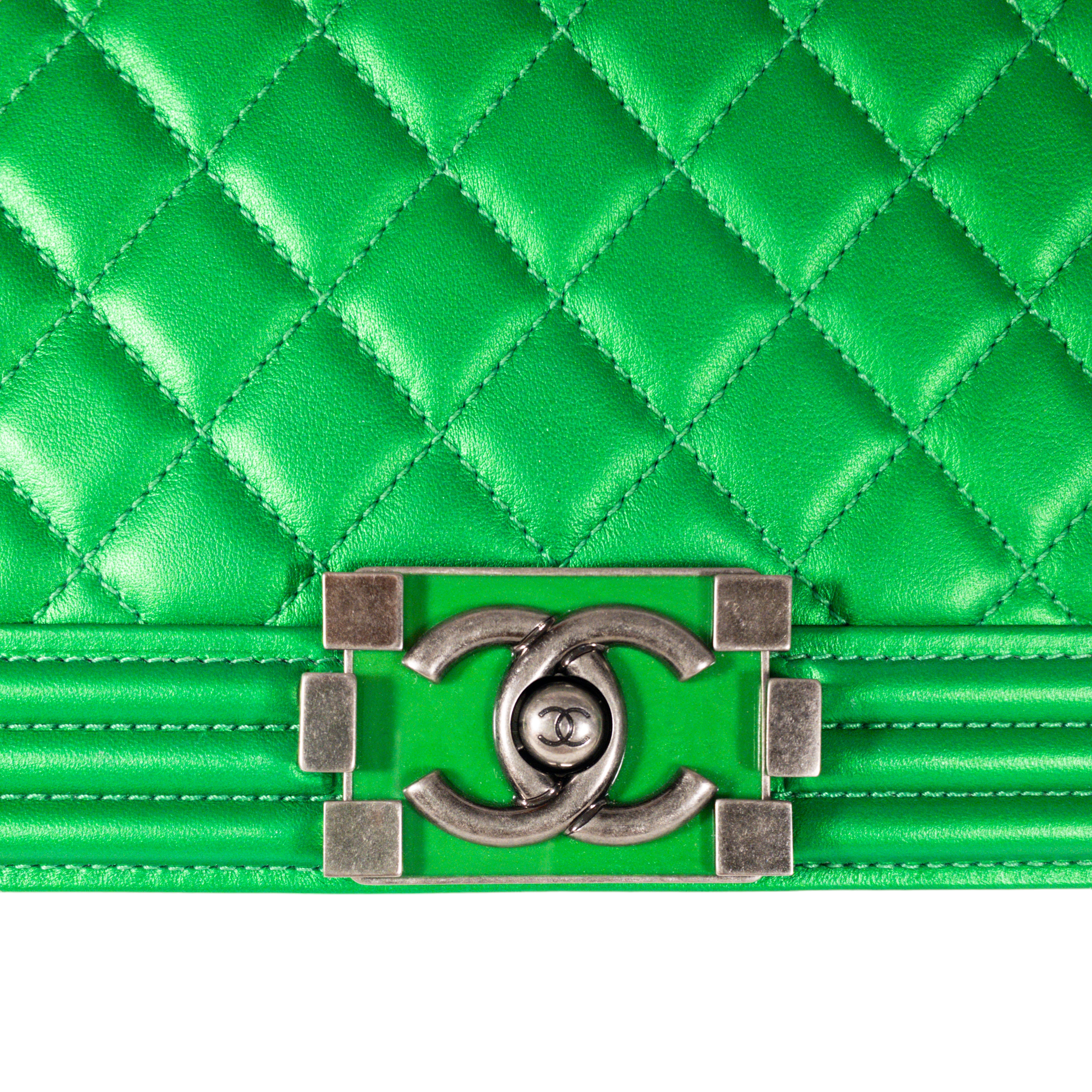 Chanel Metallic Green Large Boy Bag RHW