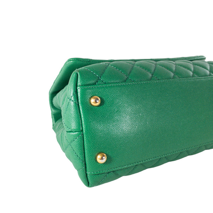 Chanel Medium Coco Handle Green Caviar GHW