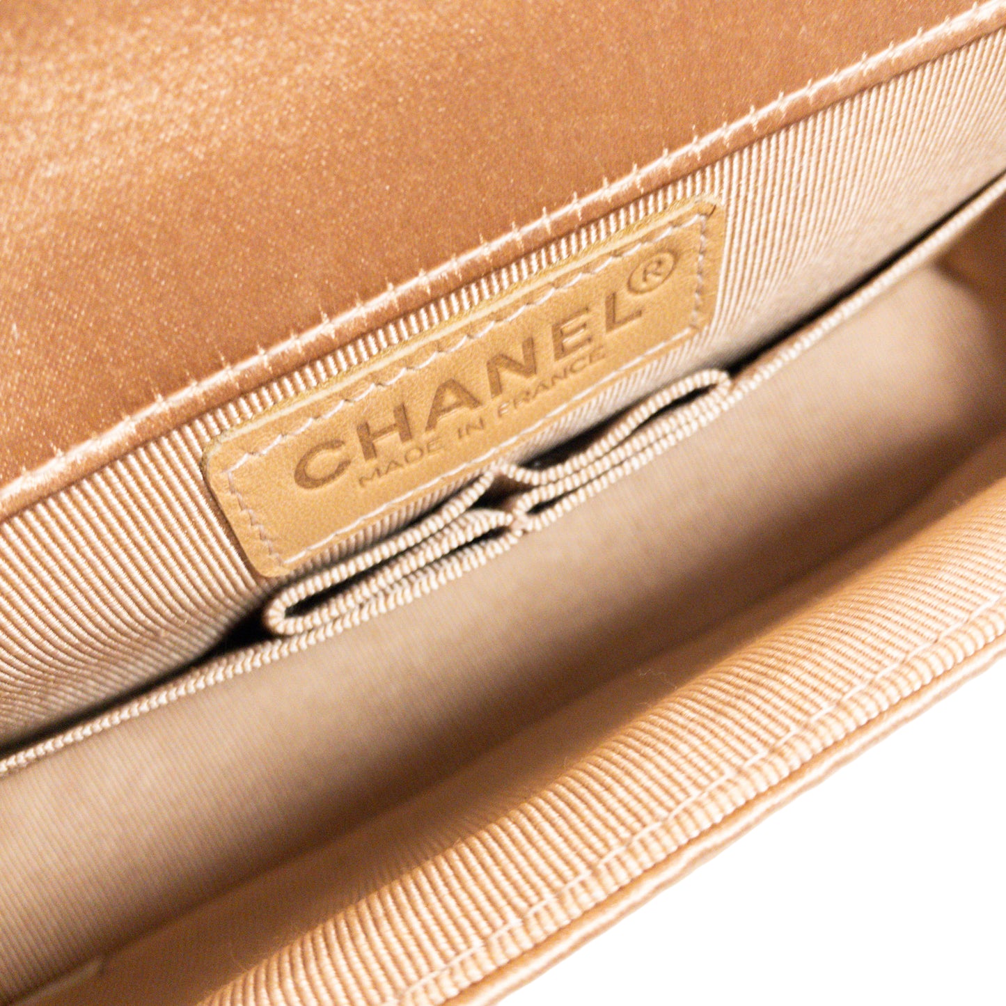 Chanel Nude Satin Crystal Embellished Vintage Flap