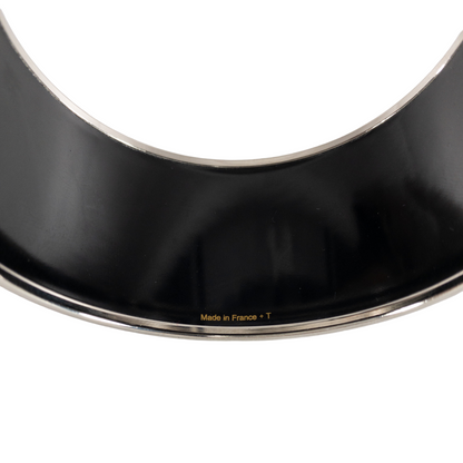 Hermes Extra-Wide Beige Burgundy Enamel Bangle