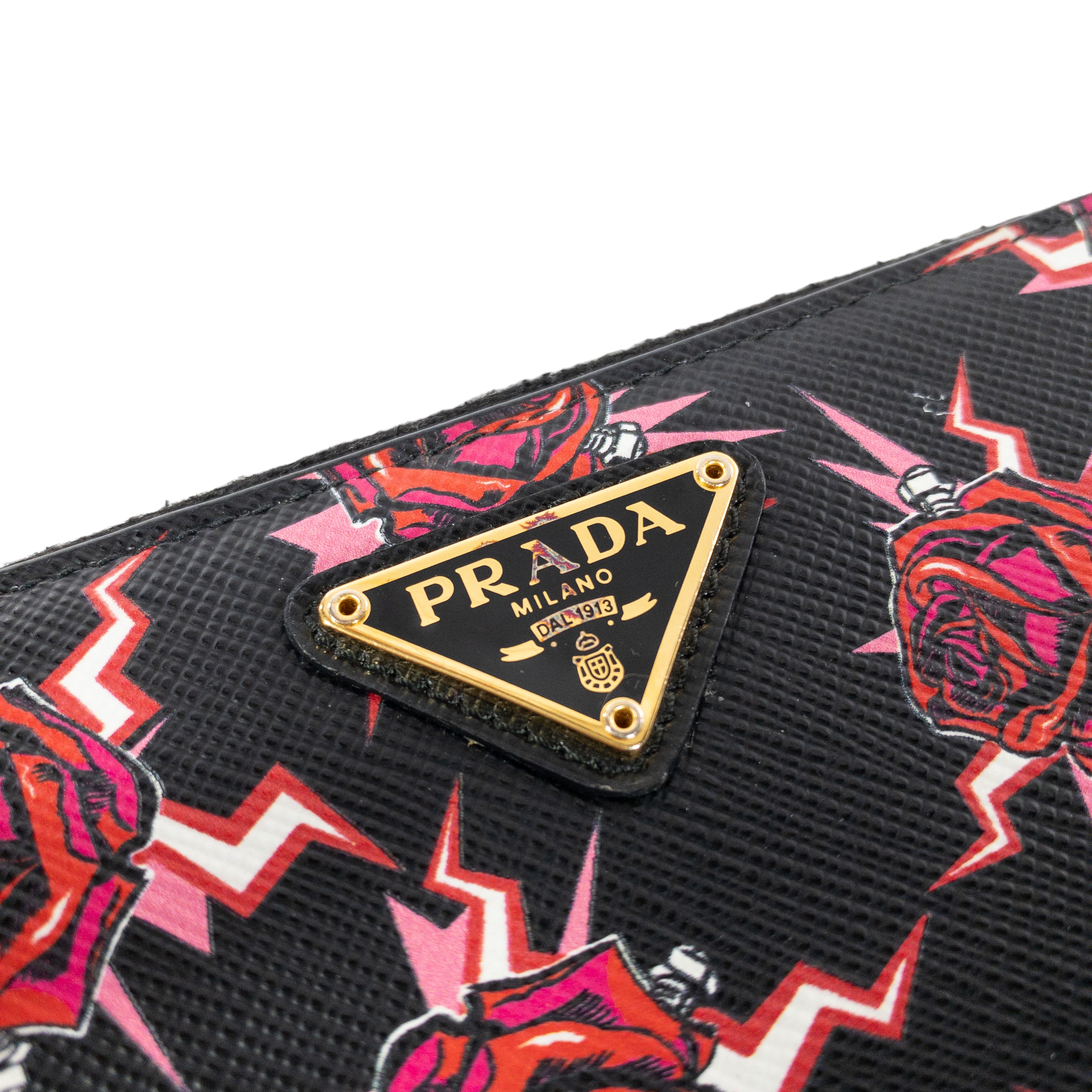 Prada Rose Printed Saffiano Wallet