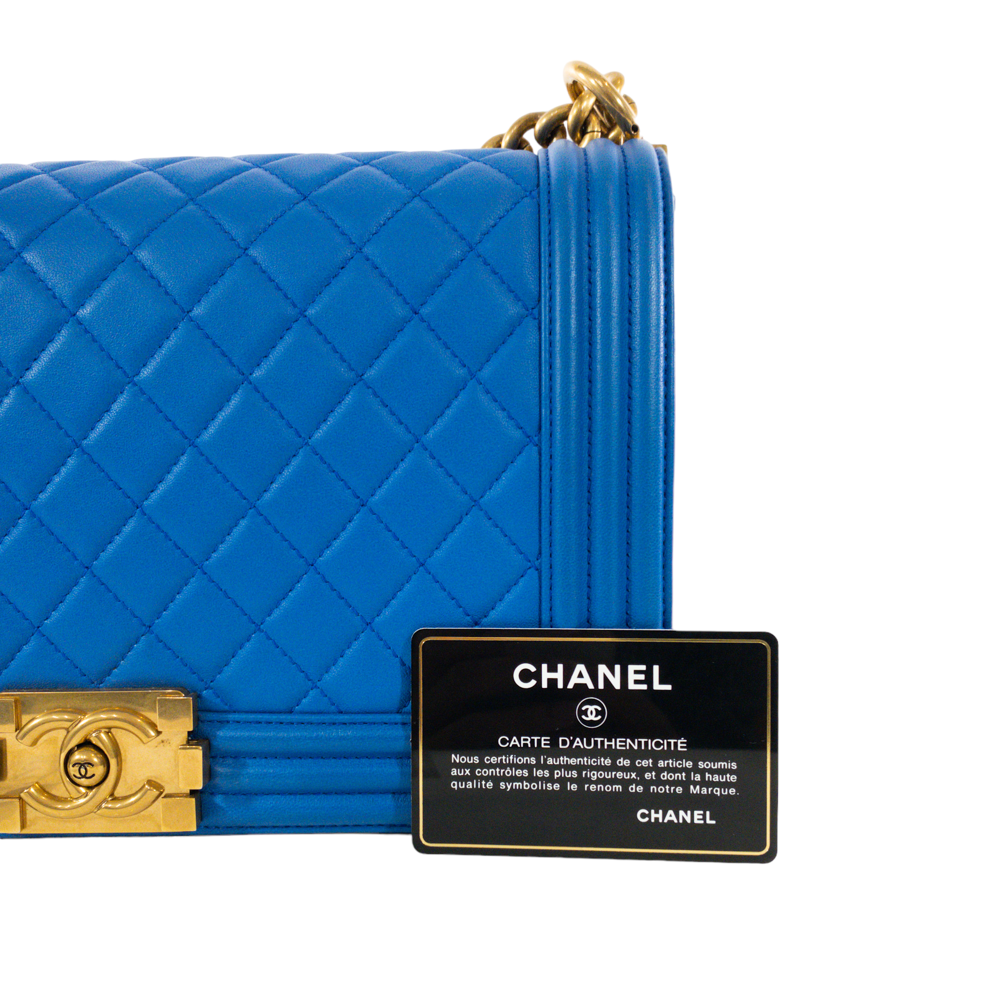 Chanel Blue Lambskin Large Boy Bag GHW