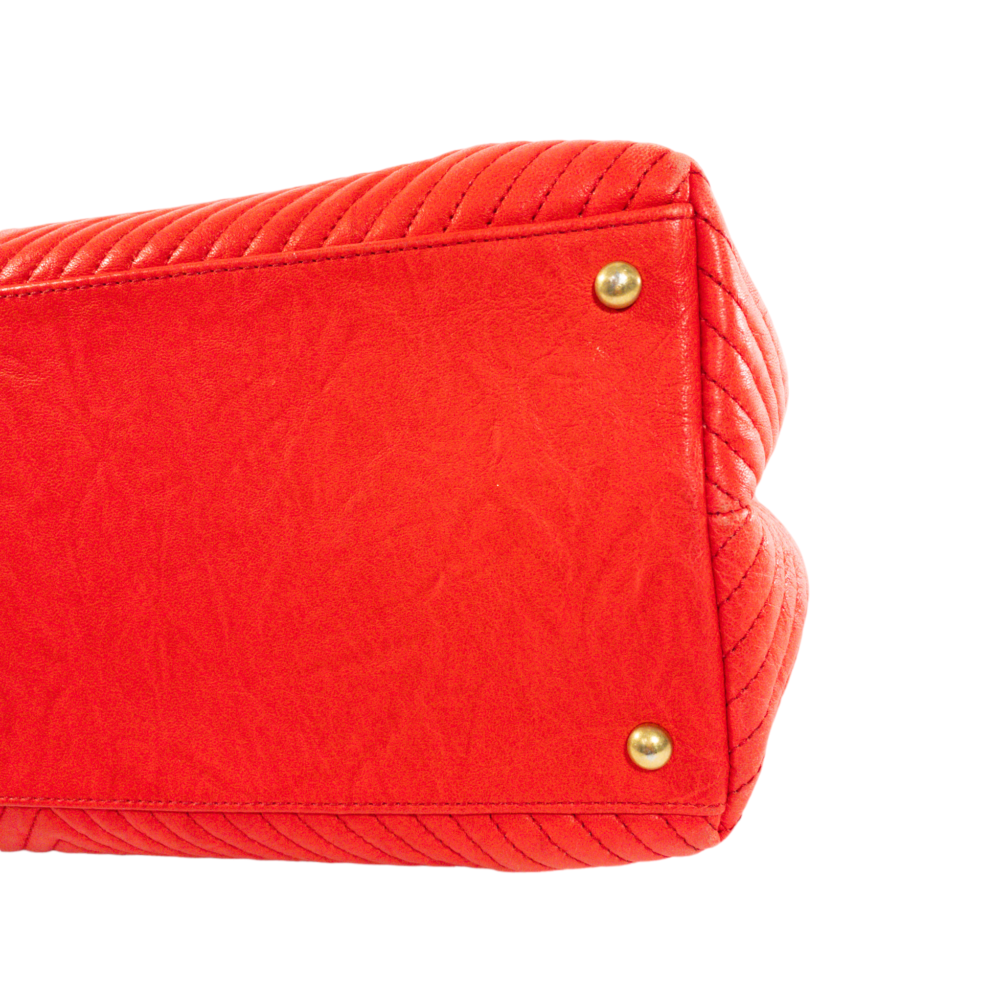 Chanel Bright Red Chevron Shopper Tote GHW
