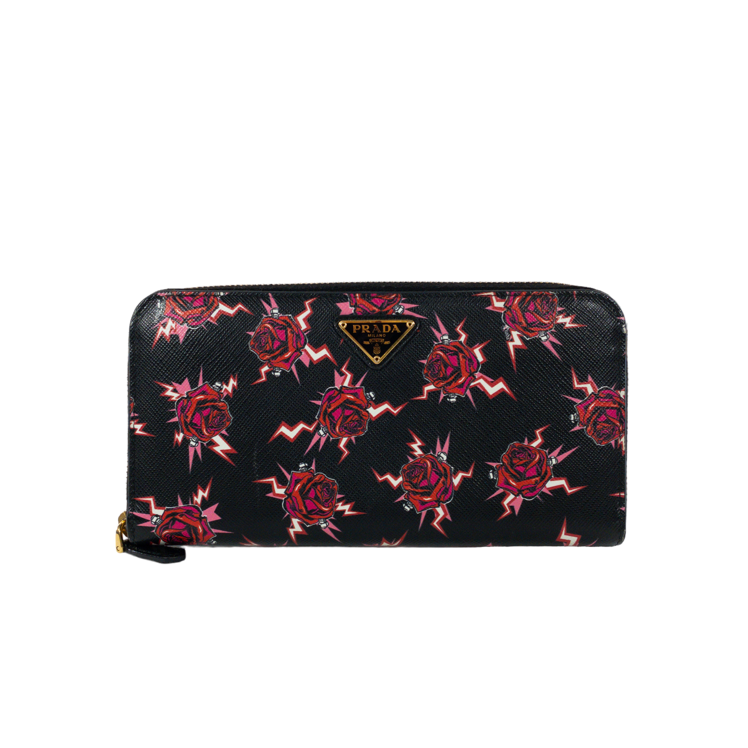 Prada Rose Printed Saffiano Wallet