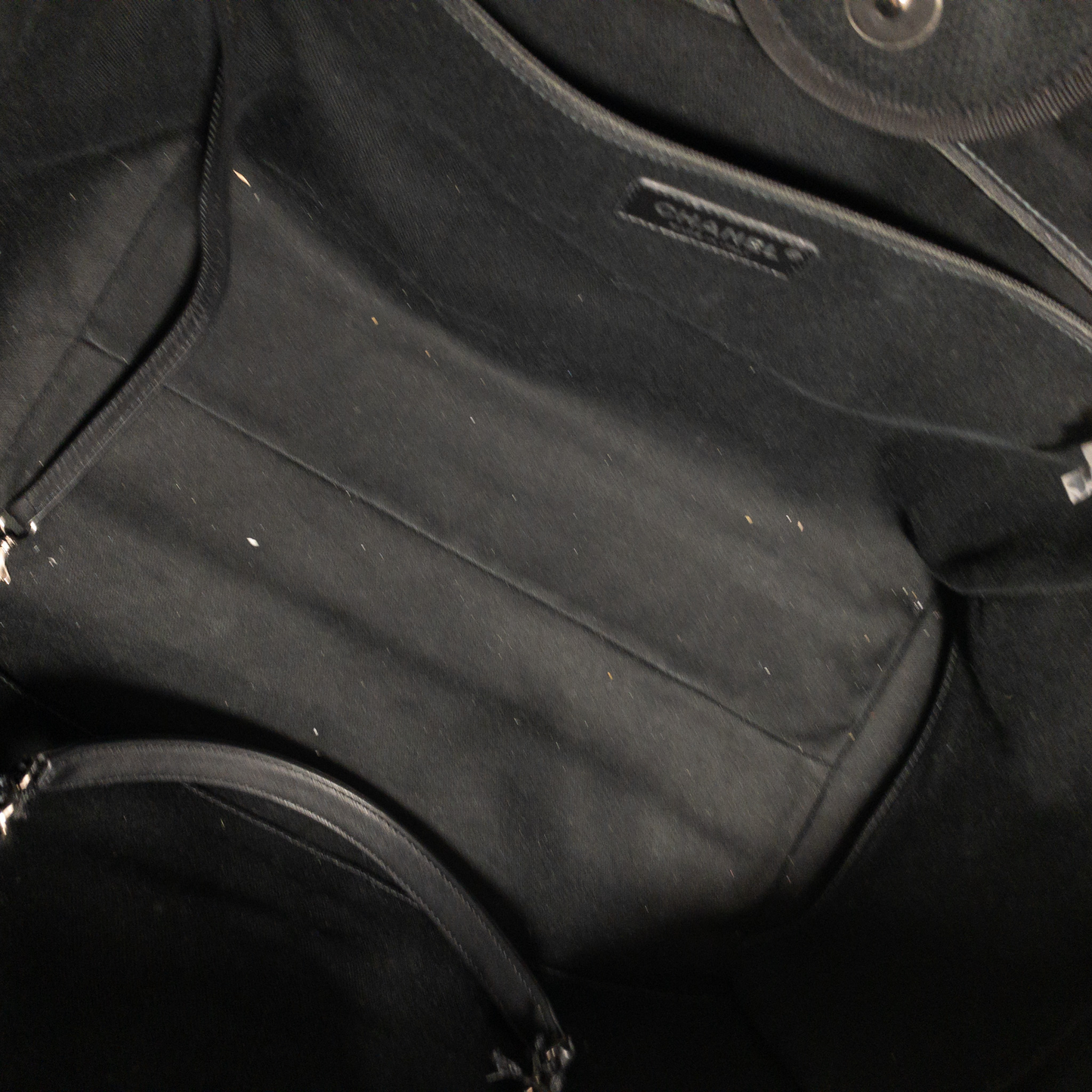 Chanel Black Beaded Canvas Deauville SHW