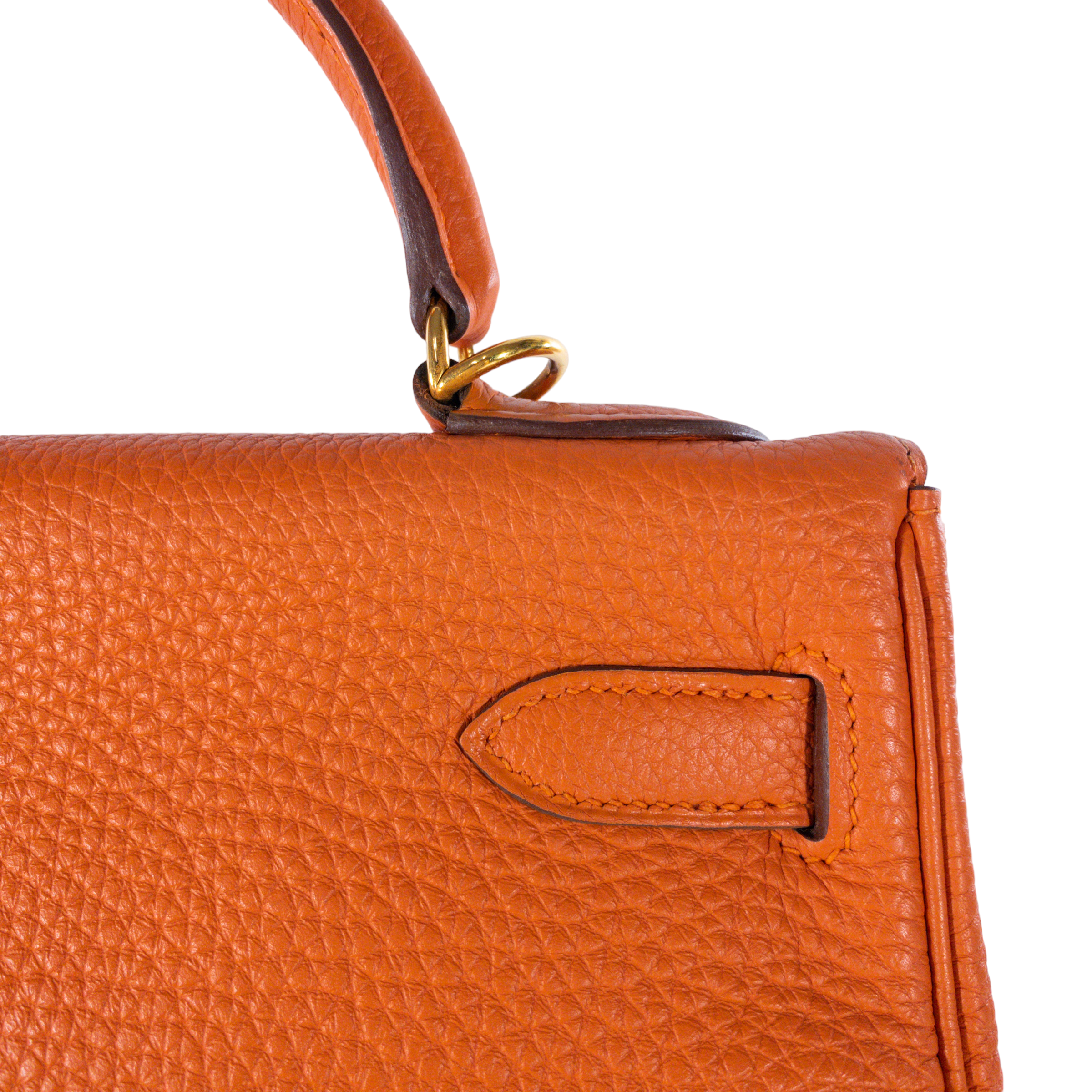Authentic HERMES Money Clip Orange Leather #W306003 