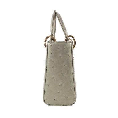 Dior Champagne Ostrich Mini Lady Dior GHW